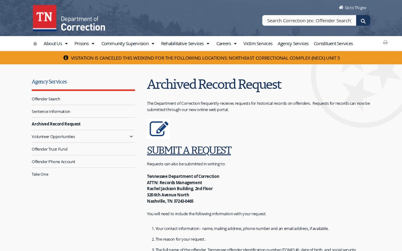 Marion County arrest history archived offender request instructions