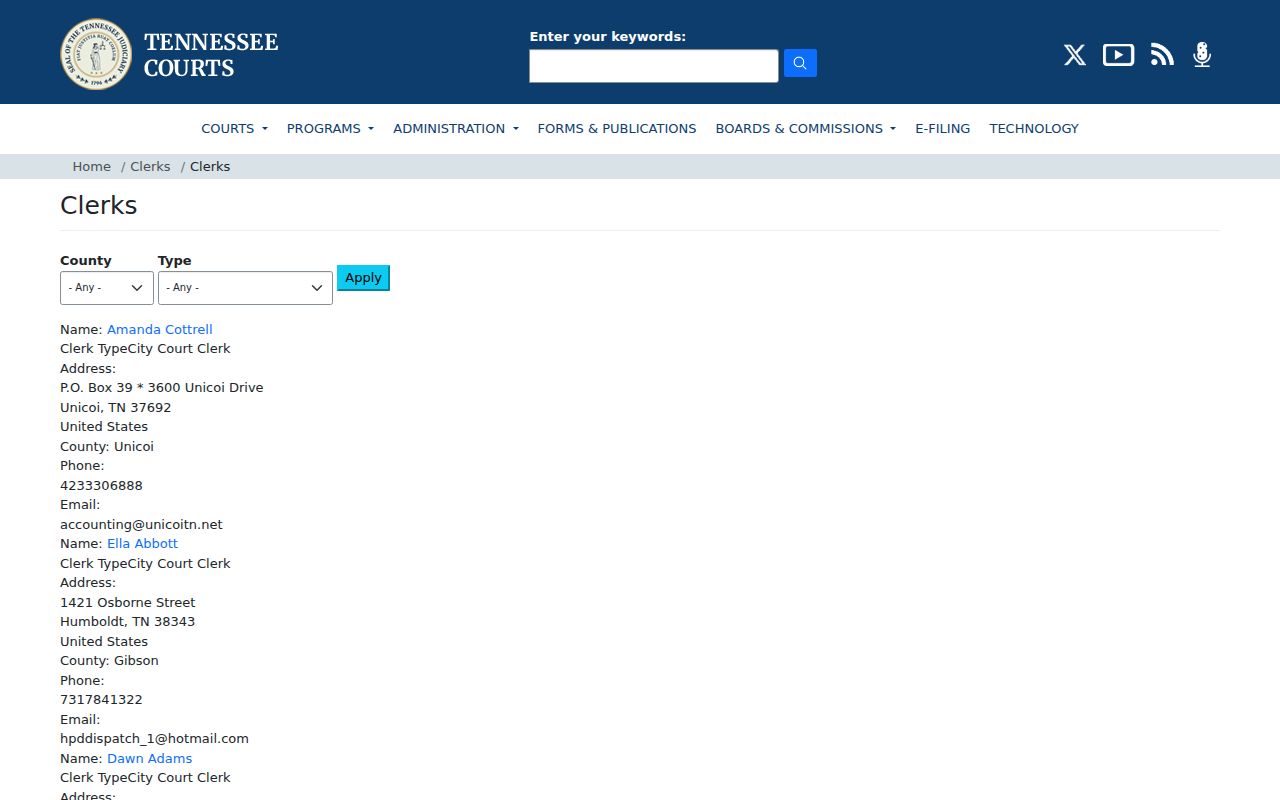 Marion County criminal court case clerk directory