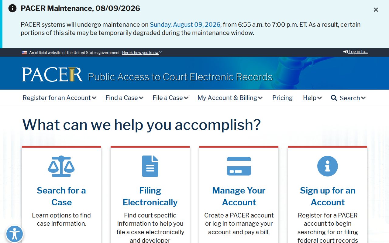 Marion County criminal court case PACER docket search