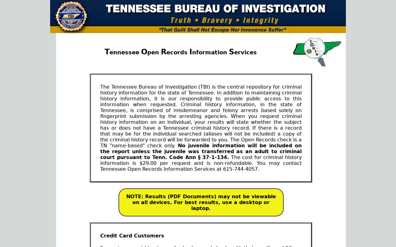 Marion County criminal history TORIS name check screen