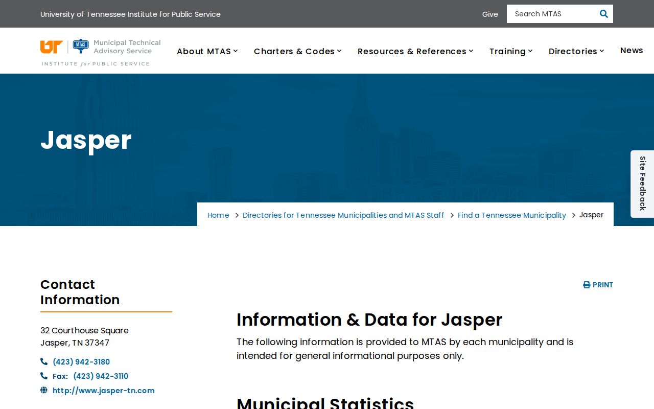 Jasper criminal records municipal profile in Marion County