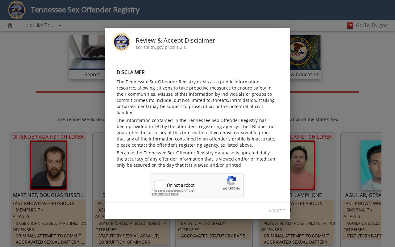 Marion County sex offender check on the Tennessee registry search