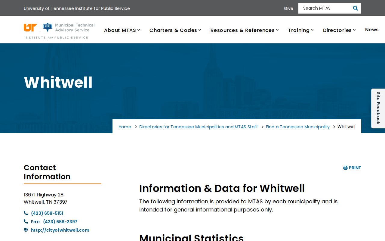 Whitwell criminal records municipal profile in Marion County